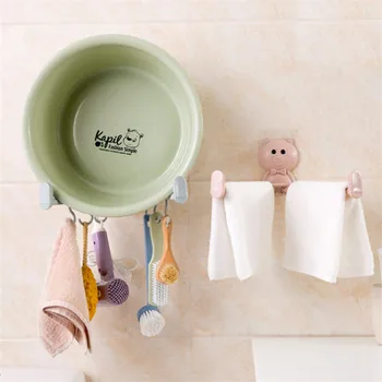 

50pcs/lot Wall Hooks Cartoon Bear Shape Washbasin Towel Rack Bathroom Kitchen Wall Storage Rack