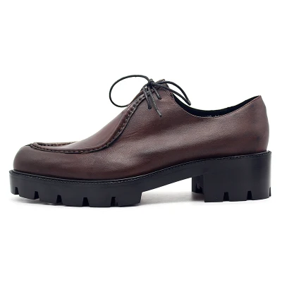 Коричневые мужские туфли с острым носком на толстой подошве с двумя кожаными ремешками; кожаные туфли; мужские туфли из натуральной кожи - Цвет: Photo Color