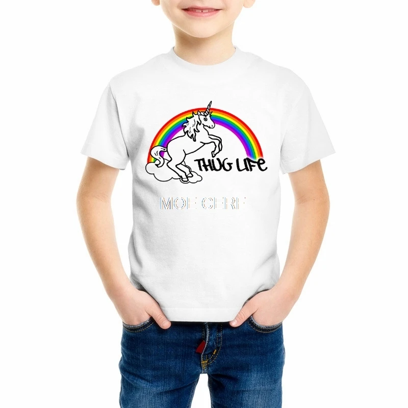 Бренд Единорог Детская рубашка Радуга лошадь смешные футболки дети короткий рукав 3d принтом Футболка для мальчиков/девочек Топ Прохладный