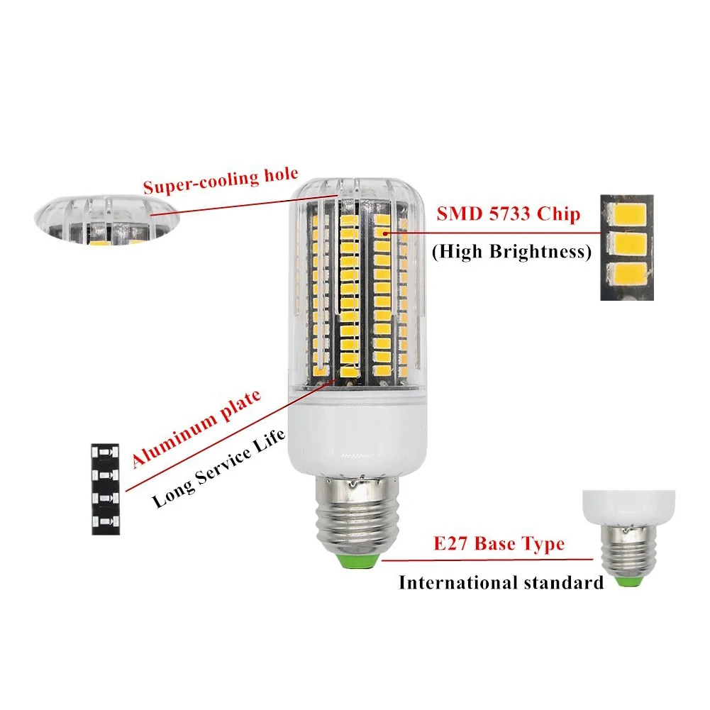 TSLEEN 10 шт. SMD 5733 светодиодный светильник для кукурузы лампочка светодиодный s 110 В 220 В 7 Вт 9 Вт 12 Вт 15 Вт 20 Вт 25 Вт прозрачная крышка высокая