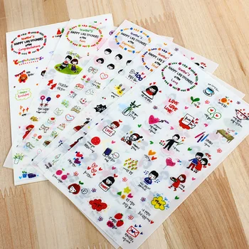 

Free ship!1lot=15set(90pc)!happy life multi-purpose transparent Decorative sticker / PVC cartoon cute diary stationery stickers