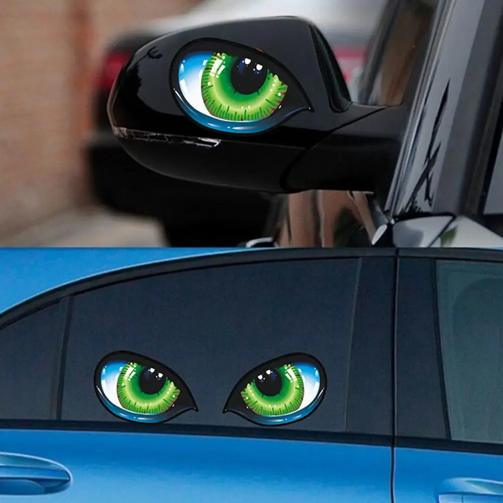 

2Pcs Creative Evil Eyes Self-Adhesive Sticker Rear View Mirror Car Decor Decal