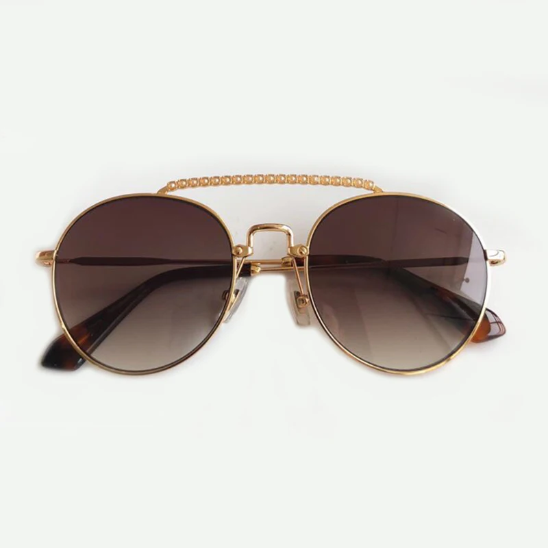 

High Quality Women Round Sunglasses 2019 Fashion Luxury Brand Designer Alloy Frame Eyeglasses Rero Oculos De Sol Feminino