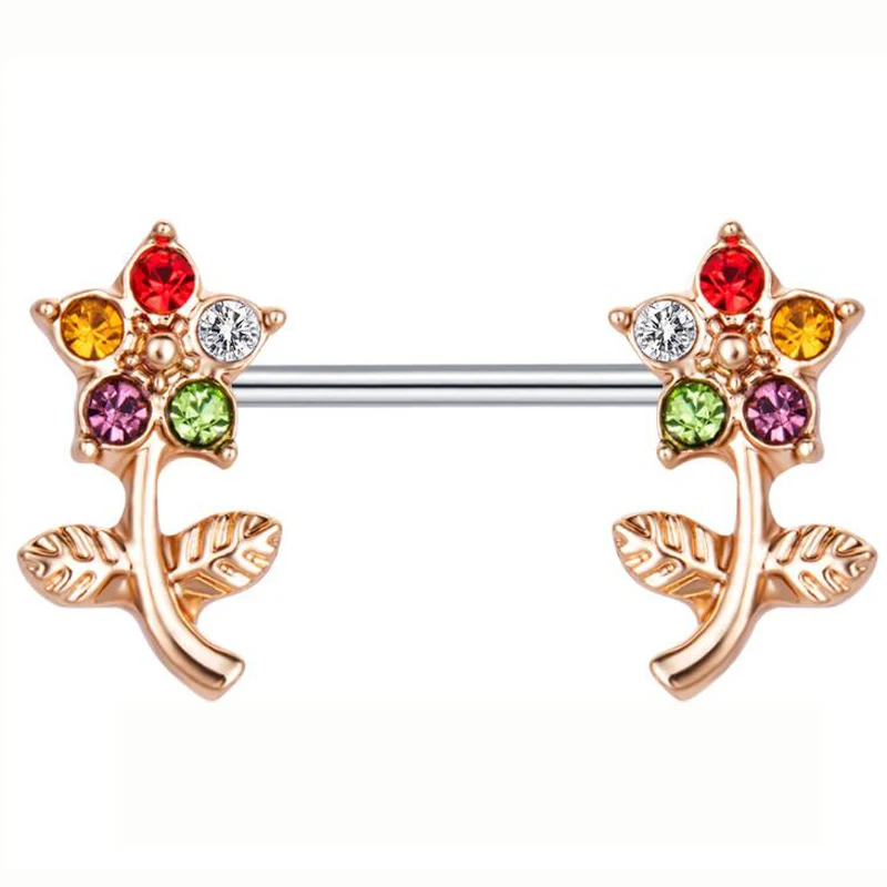 2piece Flower Nipple Ring Nipple Shield Rings Body Piercing Jewelry