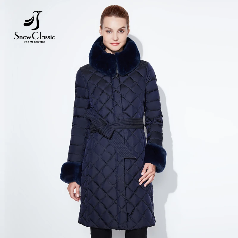 Koop Sneeuw Klassieke Vrouwen Jas Jas Bont Winter Lange Parka Vrouw Gewatteerde Jas Vrouwelijke Warm Uitloper Plus Size 2019 Down Jas mode