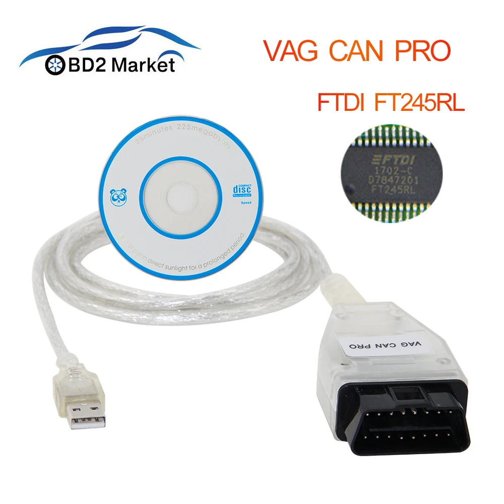 

VAG CAN PRO V5.5.1 FTDI FT245RL Chip VCP OBD2 CAN BUS+UDS+K-line Diagnostic Interface USB Cable Support forVW/for Audi/for Seat