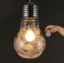 Personalidad creativa colgante barra de la lámpara luces de cristal de hierro grande bombilla de la vendimia almacén Ruso lámparas colgante grande