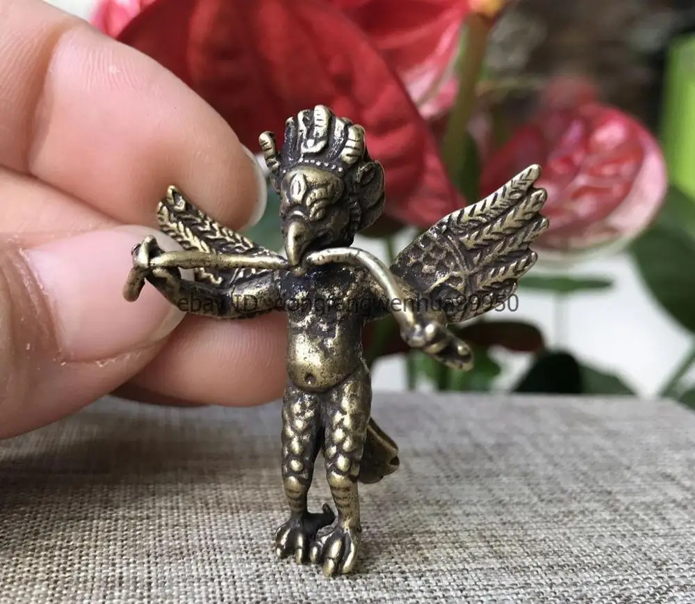 Китайский буддхаизм бронзовая БАРСС Garuda Dhwaja птица Будда статуя амулет кулон