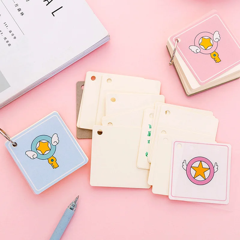 Kawaii розовый блокнот для заметок с крыльями ключа симпатичное железное кольцо