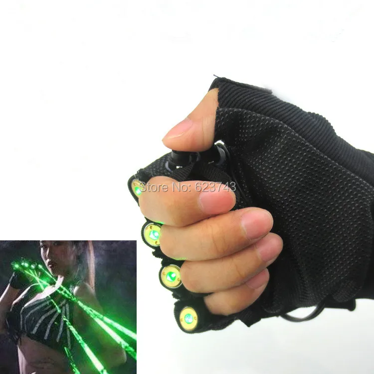 

5Pairs/Lot Red Green Laser Gloves Dancing Stage Show Light With 4 pcs lasers and LED palm light for DJ Disco Club/Party/Bars