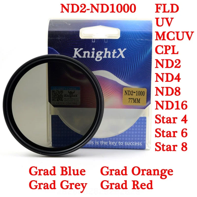 Фильтр объектива KnightX UV CPL ND gnd Grad gray 52 55 58 67 77 для Sony Canon Nikon case eos 7d фотография 49 мм