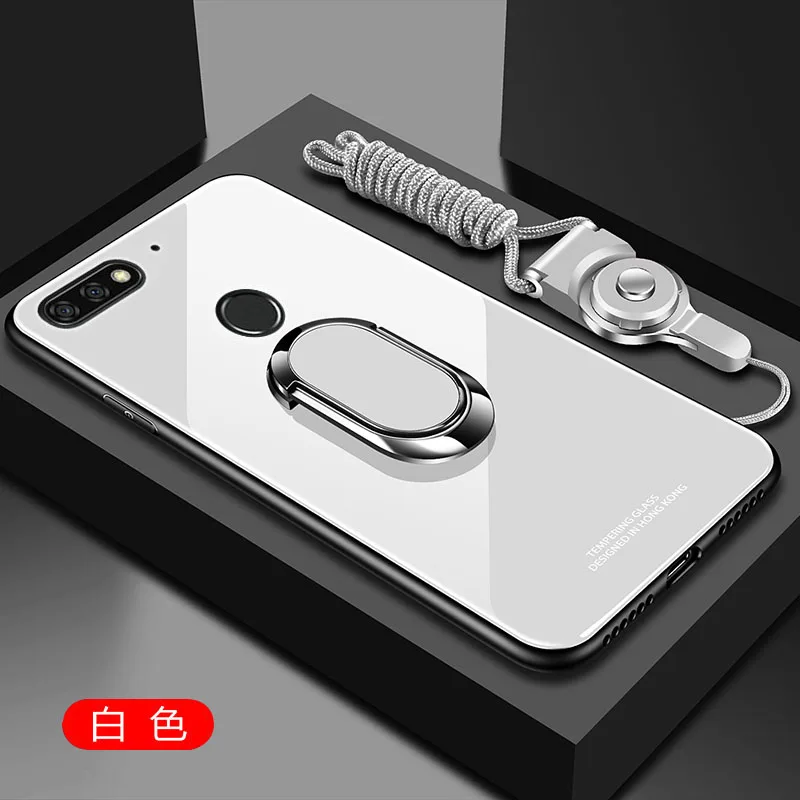 white Для huawei honor 7C 7X чехол из твердого закаленного стекла с кольцом-подставкой Магнитный защитный чехол на заднюю панель для huawei honor 8X 8C оболочка - Цвет: white