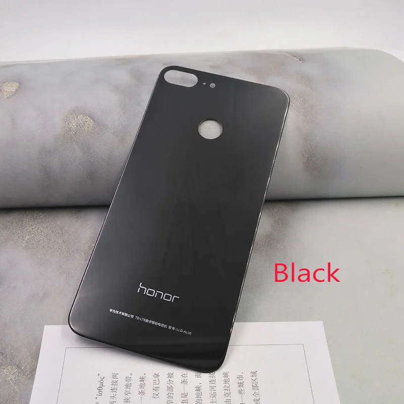 HUAWEI Honor 9 Lite оригинальная задняя крышка PC+ стеклянный чехол для батареи, Honor 9 Lite задняя крышка для замены корпуса с логотипом - Цвет: Black