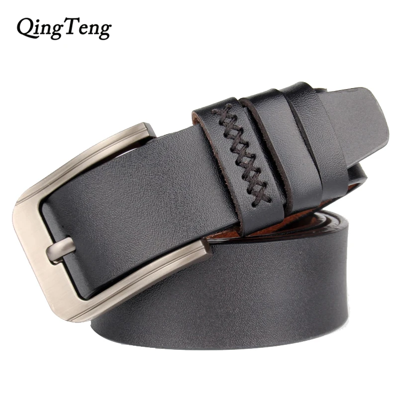 

New Suture Genuine Leather Belts For Men High Quality Brand Designer Cowskin Big Size Men Belt Vintage Cowboy Strap DropShipping