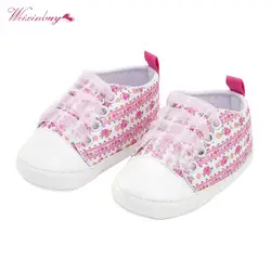 Новый Холст Детские тапки Цветочный принт кружево спортивная обувь для девочек обувь для новорожденных ходунки мягкая детская подошвой