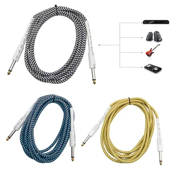 

10FT Guitar Bass 6.35mm 1/4" Mono Male to Male Audio Cable Braided Wire Cord Hot