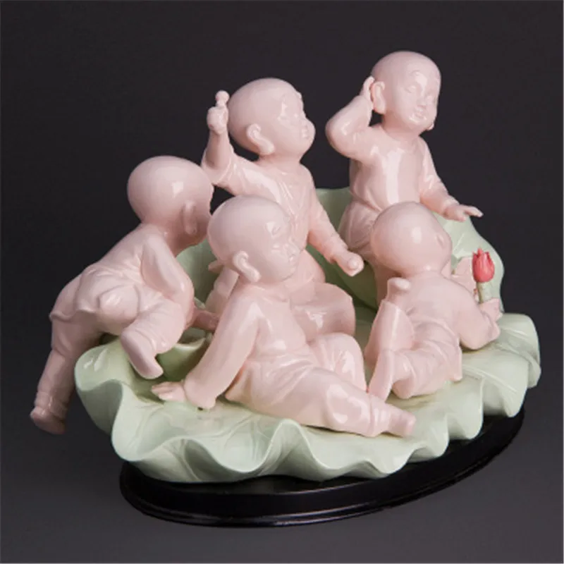  Chinese Style Lotus boy Porcelain Doll Statue Creative Craftwork Bedroom Decorations Wedding Gift G - 32954951870