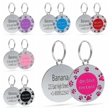 Смешная индивидуальная идентификационная бирка для собак из нержавеющей стали, выгравированные ярлыки для домашних животных, ошейник, заказное имя и телефон для собак, кошек