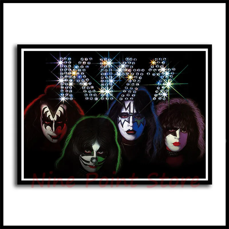 Тяжелый металл Kiss Rock band бумажные плакаты с покрытием музыкальная команда звезда классическая декоративная живопись бескаркасная - Цвет: Золотой