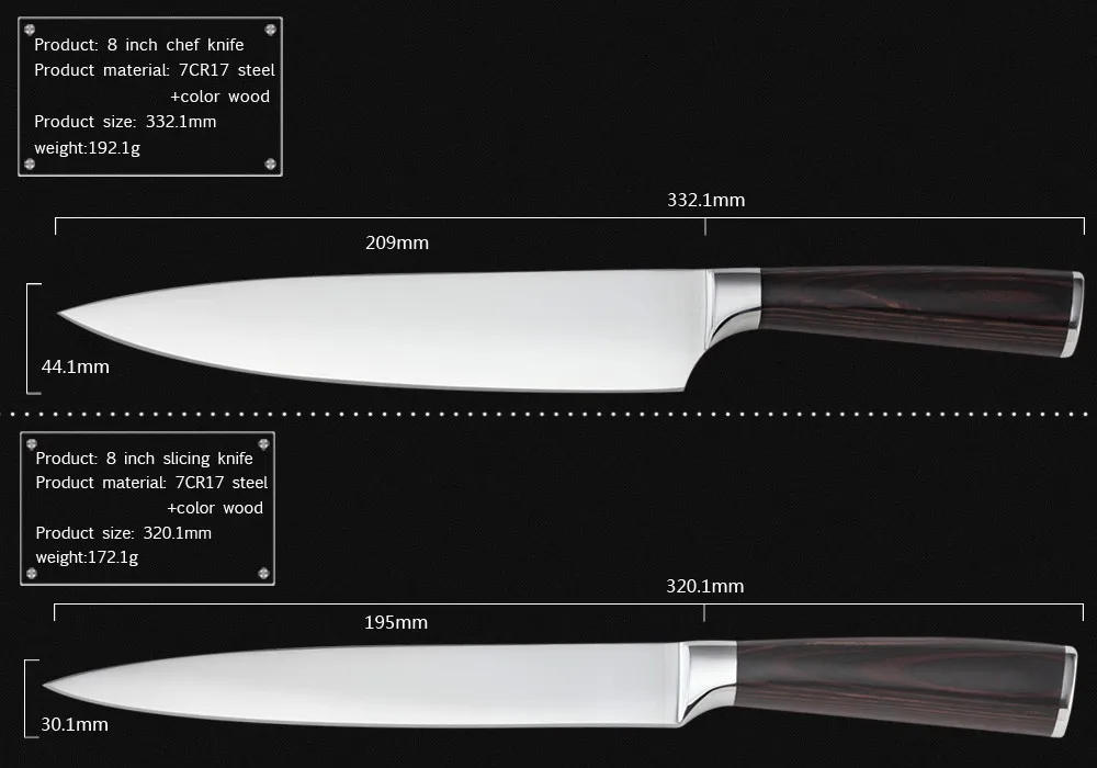 XYJ 8 дюймов шеф-повара для нарезки " 5" сантоку " Универсальный 3,5" нож для очистки овощей Кухонные ножи 7Cr17 кухонный набор ножей из нержавеющей стали