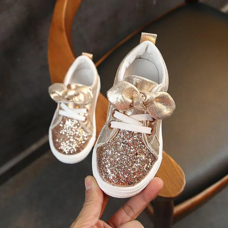 New Soft Bottom With Crystal Kid Shoes Children Sequined Shoes Girls Sneakers Glitter Toddler Girl Sneakers A320