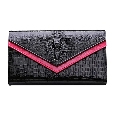 Известный дизайнер для женщин сумка крокодиловый узор из натуральной кожи сумка Сумочка вечерняя Аллигатор сумка через плечо - Цвет: rose match black