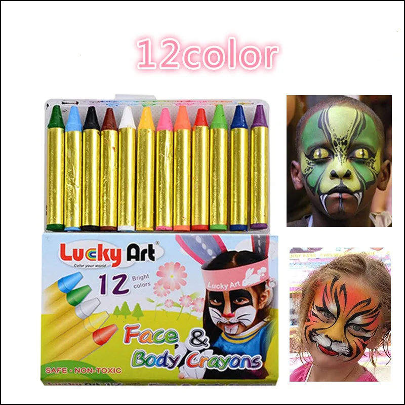 12 Colors Face Body Paint Crayons Painting Fun Sticks Set Professional Pens Special Cosmetic Case Makeup Pencils | Дом и сад