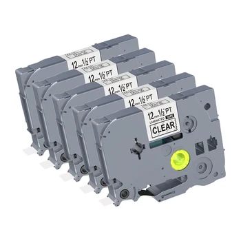 

5PCS PUTY TZe-131 tz131 Label Tape 12mm Black On Clear Compatible for Brother P-Touch Label Printers PT200/1000 D210 H110 E110