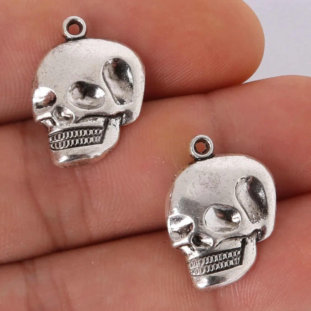 Free Shipping Fashion 8pcs 22*16MM antique silver Metal Alloy Beads Tone Skull Head Punk Rock charms Pendant Jewelry Findings | Украшения и