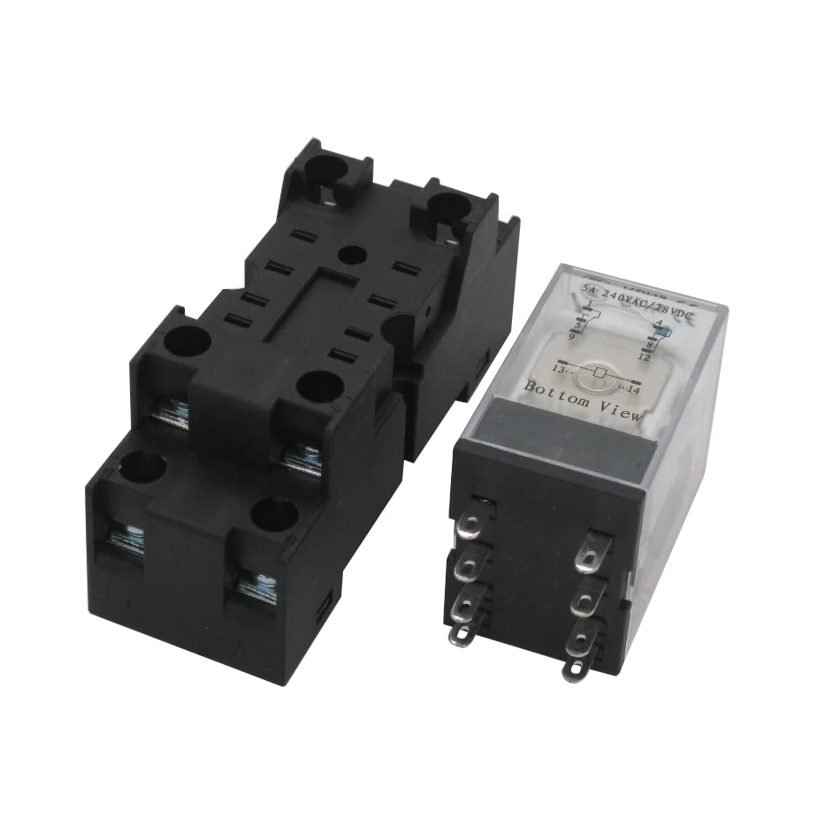 

Taiss/AC 24V Coil Electromagnetic Power Relay 5A 2DPT 8 Pins 2NO+2NC MY2NJ HH52P with YJF08A-E Socket Base YJ2N-GS