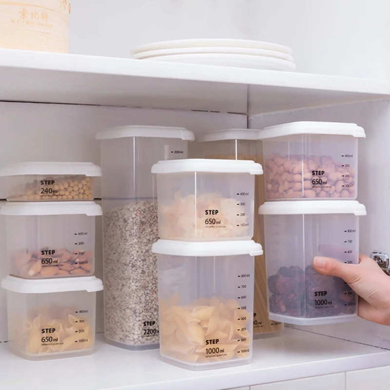 

Plastic Sealed Cans Kitchen Storage Box Transparent Food Canister Keep Fresh New Clear Container Kitchen Storage Supplies