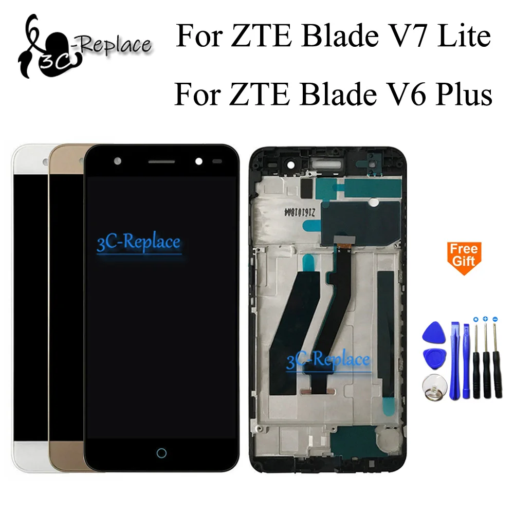 

Black/White/Gold 5.0 inch For ZTE Blade V7 Lite / ZTE blade v6 Plus LCD display Touch screen digitizer assembly With Frame Tools