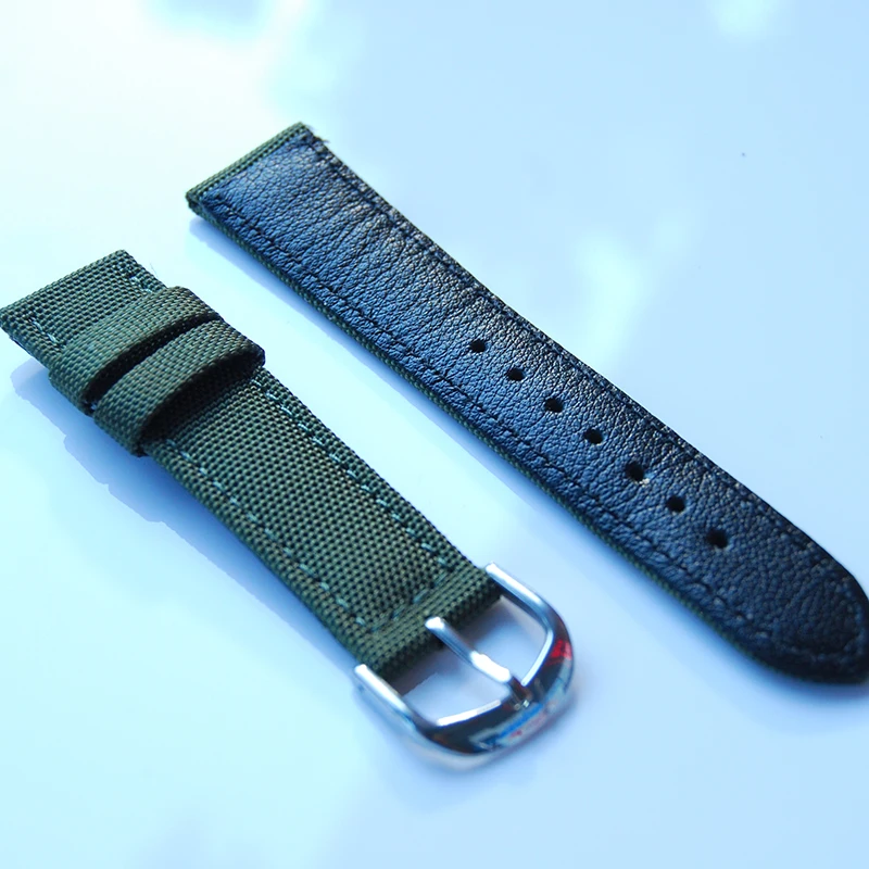 

Outdoor Watch Band 18mm 20mm 22mm 24mm Nylon Canvas + comfortable Leather Watch Strap