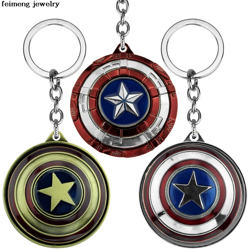 

The Avengers Captain America Keychain Superhero Star Shield Pendant Keyring Fashion Car Key Chain Accessories Drop-shipping