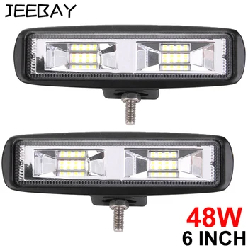 

6 Inch 48W 3D Led Work Light 12V Led Beams Led Bar Off road 4x4 Car Flood Spot Combo Light For trucks SUV Accessories Fog Lamp