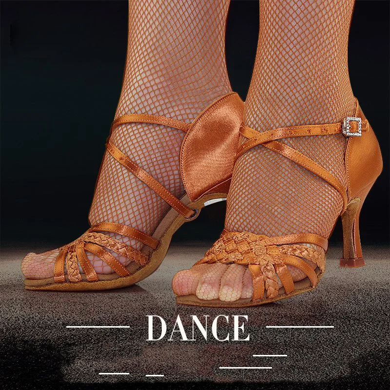 Sneakers TOP Dance Shoes Party Ballroom Ladies Aerobics Shoes Dancing Adult Brown Slip-On BD 2360-B Free Bag Heel Cover WOMEN 3