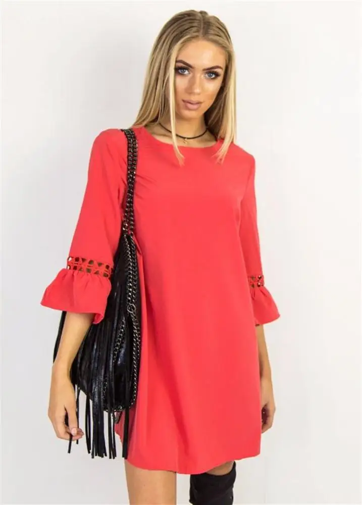 Three Quarter Sleeve Lace Patchwork Dress