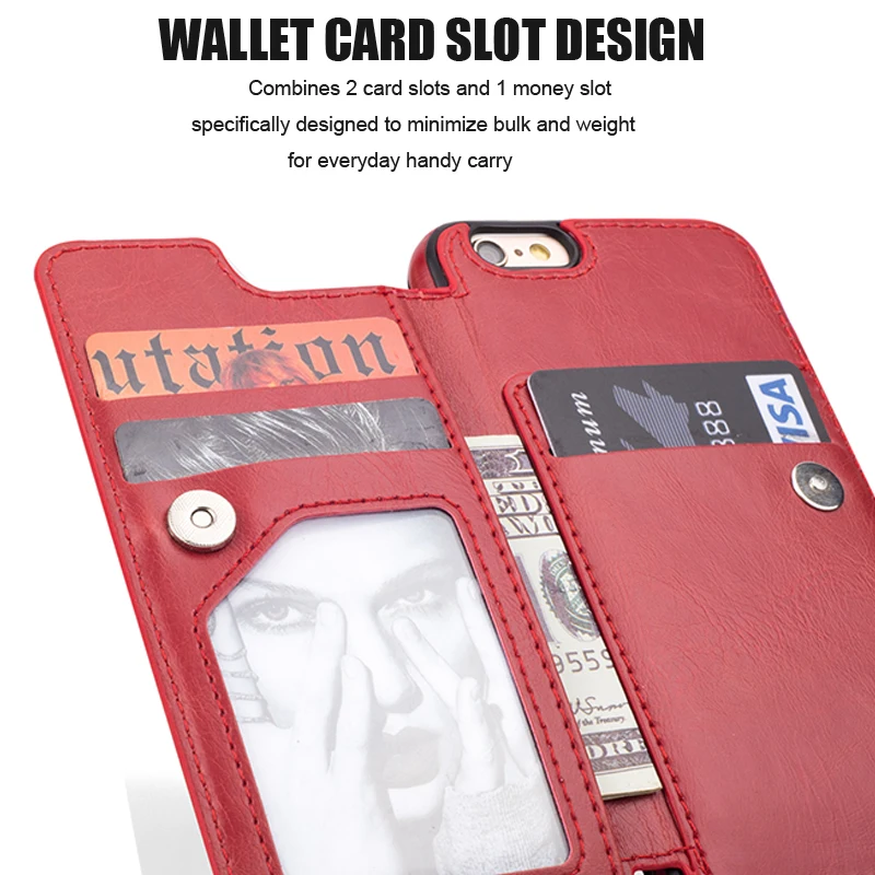 Многофункциональный Ретро кожа молния Карманный Бумажник Card Case для iphone X 6 6s 7 8