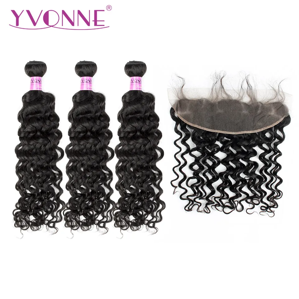 

Yvonne Italian Curly Brazilian Human Hair Bundles With Frontal Natural Color 3 Bundles Hair Weave With 13*4 Lace Frontal