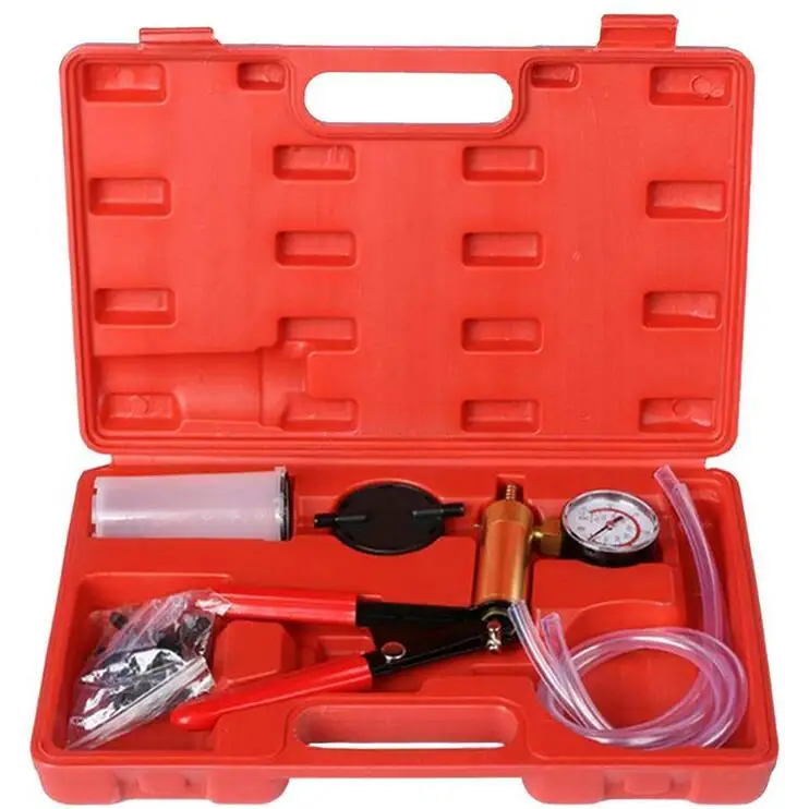Brake Bleeder Kit &Hand Held Mini Vacuum Pump Kits Tester 2 in 1-Copper Pump Body