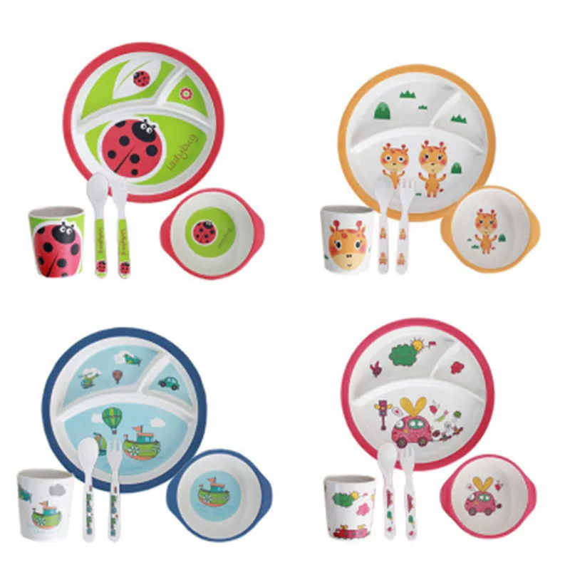 Satz Baby Teller Set Baby Besteck Geschirr Tablett Cartoon Mode Heiß 3 Teile