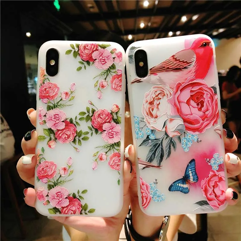 Kerzzil 3D рельефный чехол для телефона с розами iPhone 6 6S Plus TPU силиконовые чехлы X 8 7