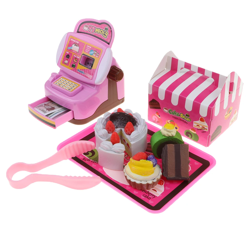 Low price Simulation sweet Cake Store Cash Register Playset toys for Children's Pretend Play Toy Birthday Gift