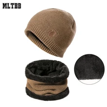 MLTBB теплая зимняя шапка, мужской шарф, вязаная шапка, хлопковая Удобная шапка, теплая свободная зимняя шапка, мужская и женская шапка Skullies