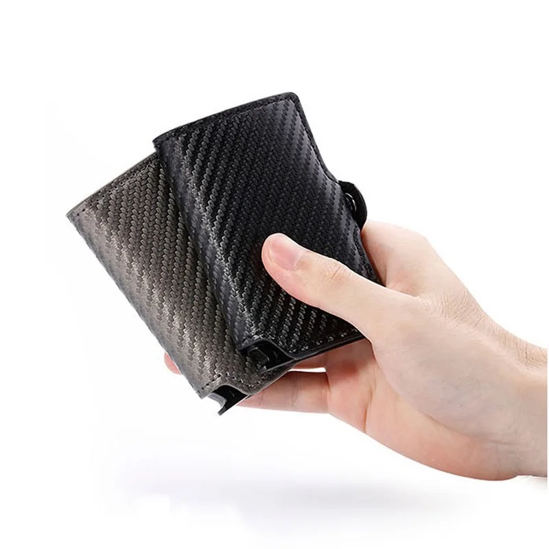 Weduoduo металлический мужской держатель для Карт RFID алюминиевый держатель для кредитных карт с RFID блокировкой Модный Pu кожаный мини волшебный кошелек