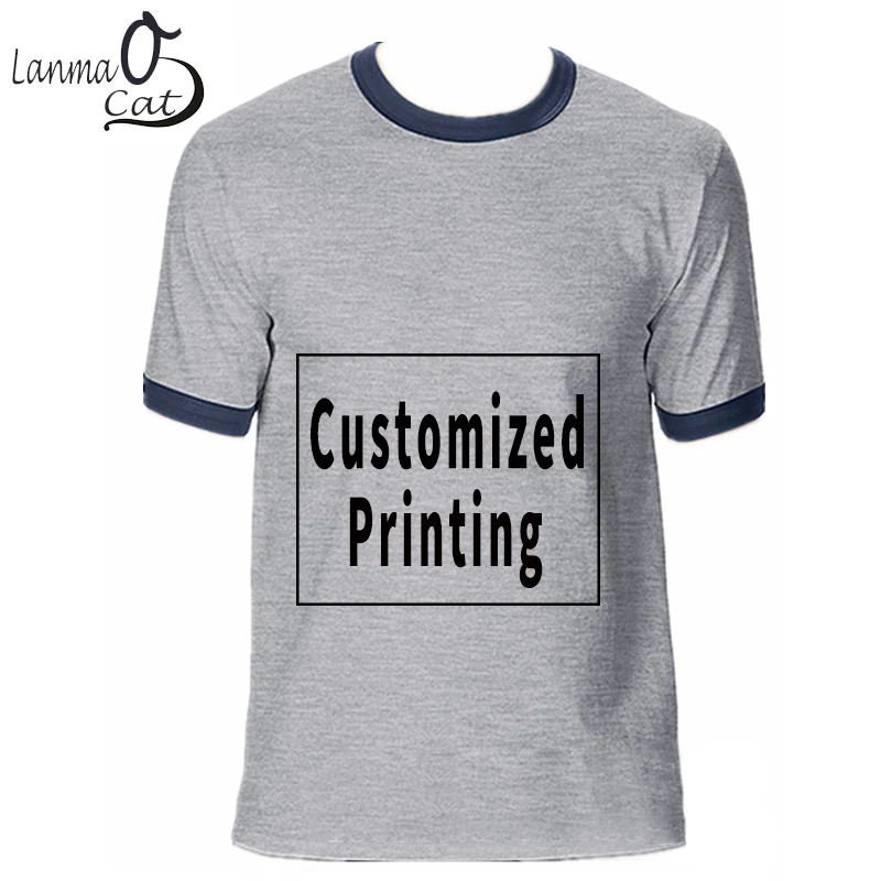 

Lanmaocat Custom Made Men T Shirts Personalized T-shirts Printing Cotton Male Personalized Clothes Personal Gift Free Shipping