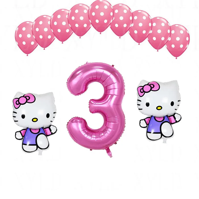 1 комплект, воздушный шар hello kitty с цифрами 40 дюймов, латексные шары в розовый горошек для девочек 1, 2, 3, 5 лет, декор для дня рождения, Детские шары - Цвет: Синий