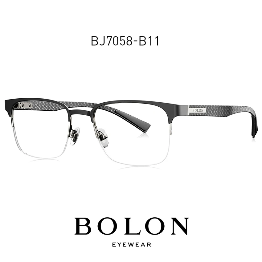 

BOLON Carbon Fiber Multifocal Glasses Frames for Men Square Progressive Eyeglasses Half Rimless Man Optical Spectacles BJ7058