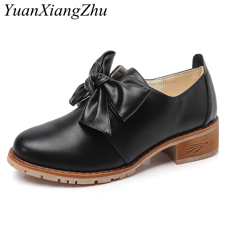 

Big size 34-43 British Style Split Leather Women Square Heel Flat Platform Shoes Woman Slip on Oxford Shoes For Women 2018 New