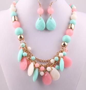 

Free Shipping women's jewelry fashion Candy Color resine acrylic beads Party lady Dress Necklace